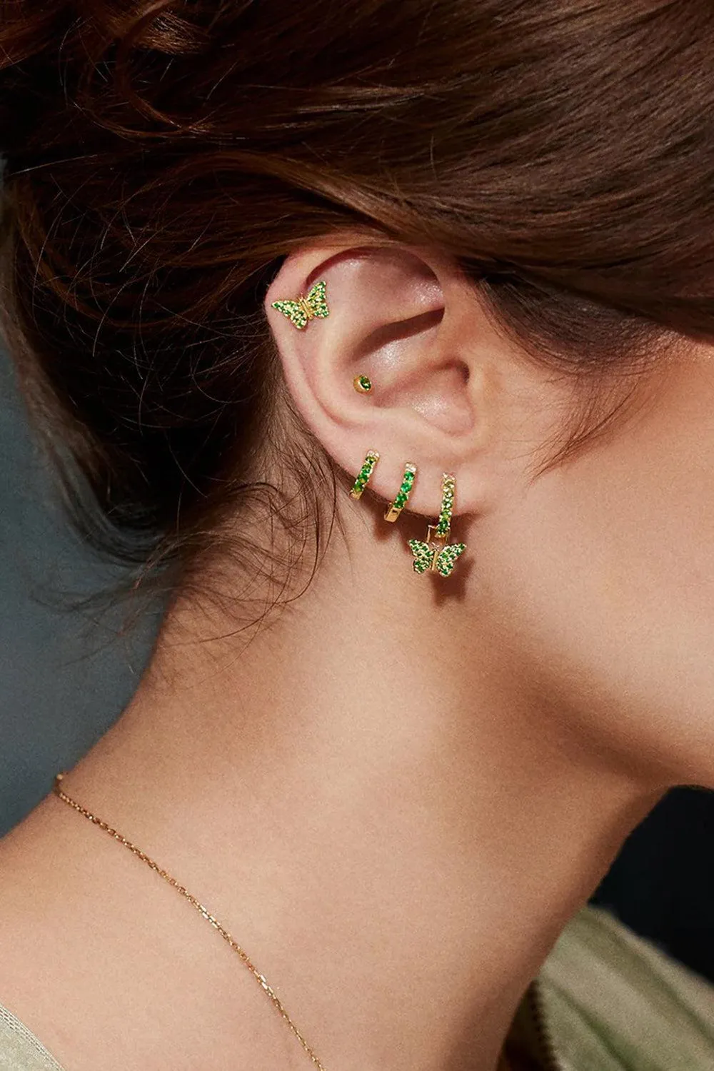 Tsavorite Butterfly Stud Earring