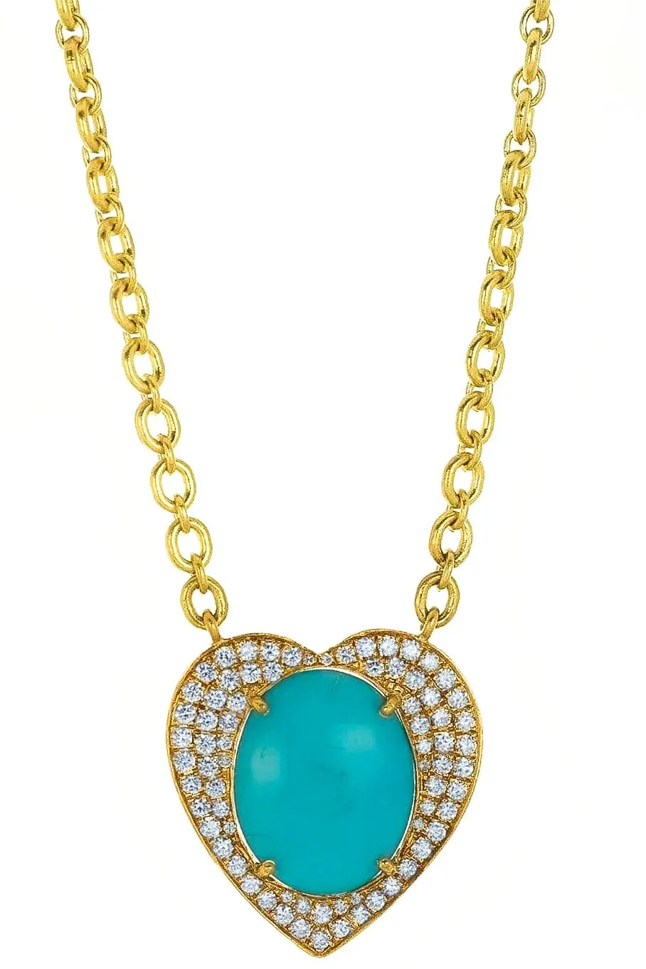 Turquoise and Diamond Heart Necklace