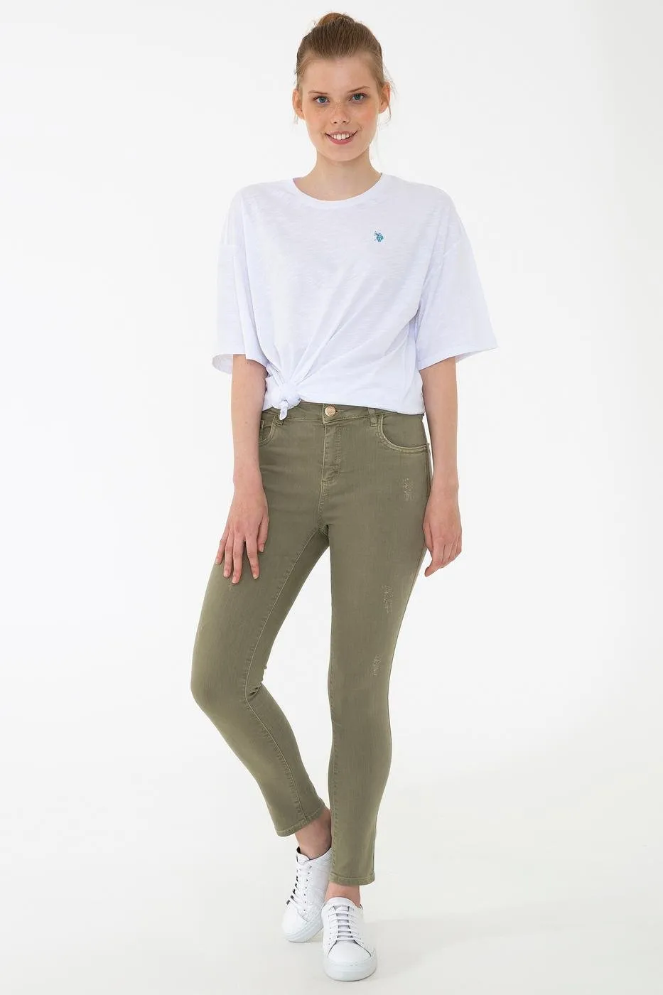 US Polo Assn. Crew Neck T-Shirt Blue Logo - Women