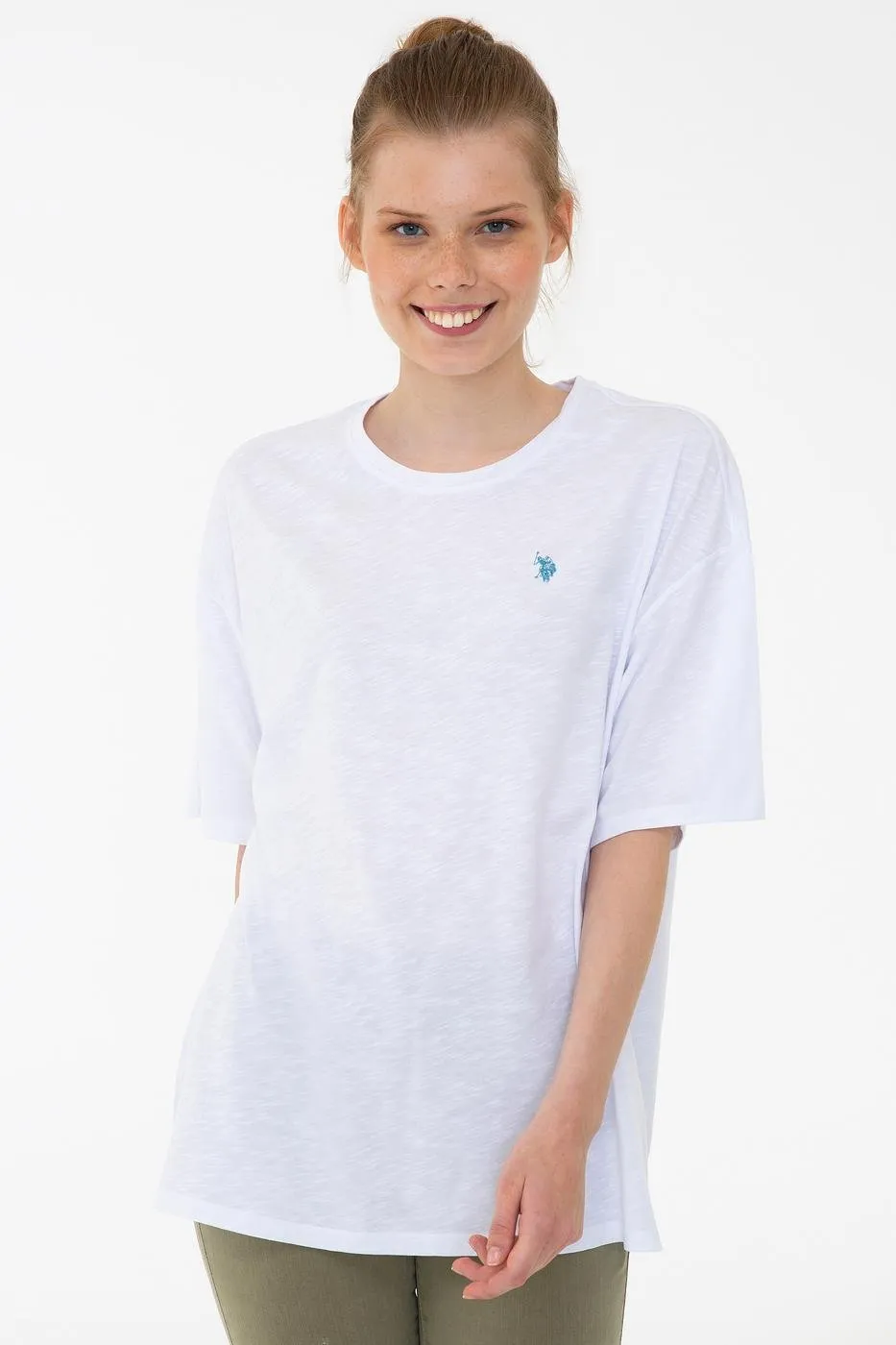 US Polo Assn. Crew Neck T-Shirt Blue Logo - Women