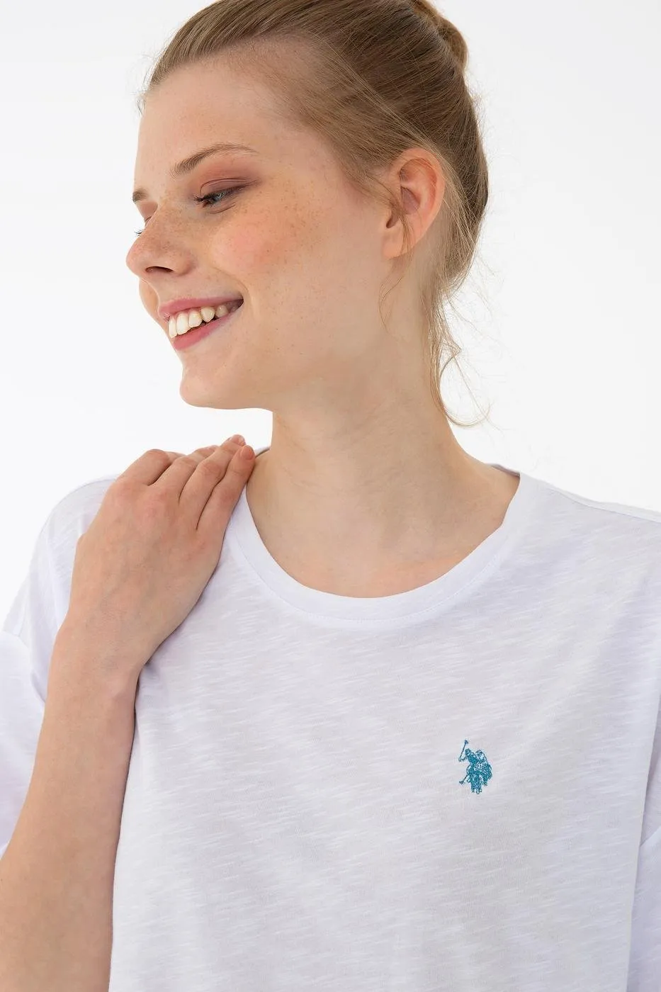 US Polo Assn. Crew Neck T-Shirt Blue Logo - Women
