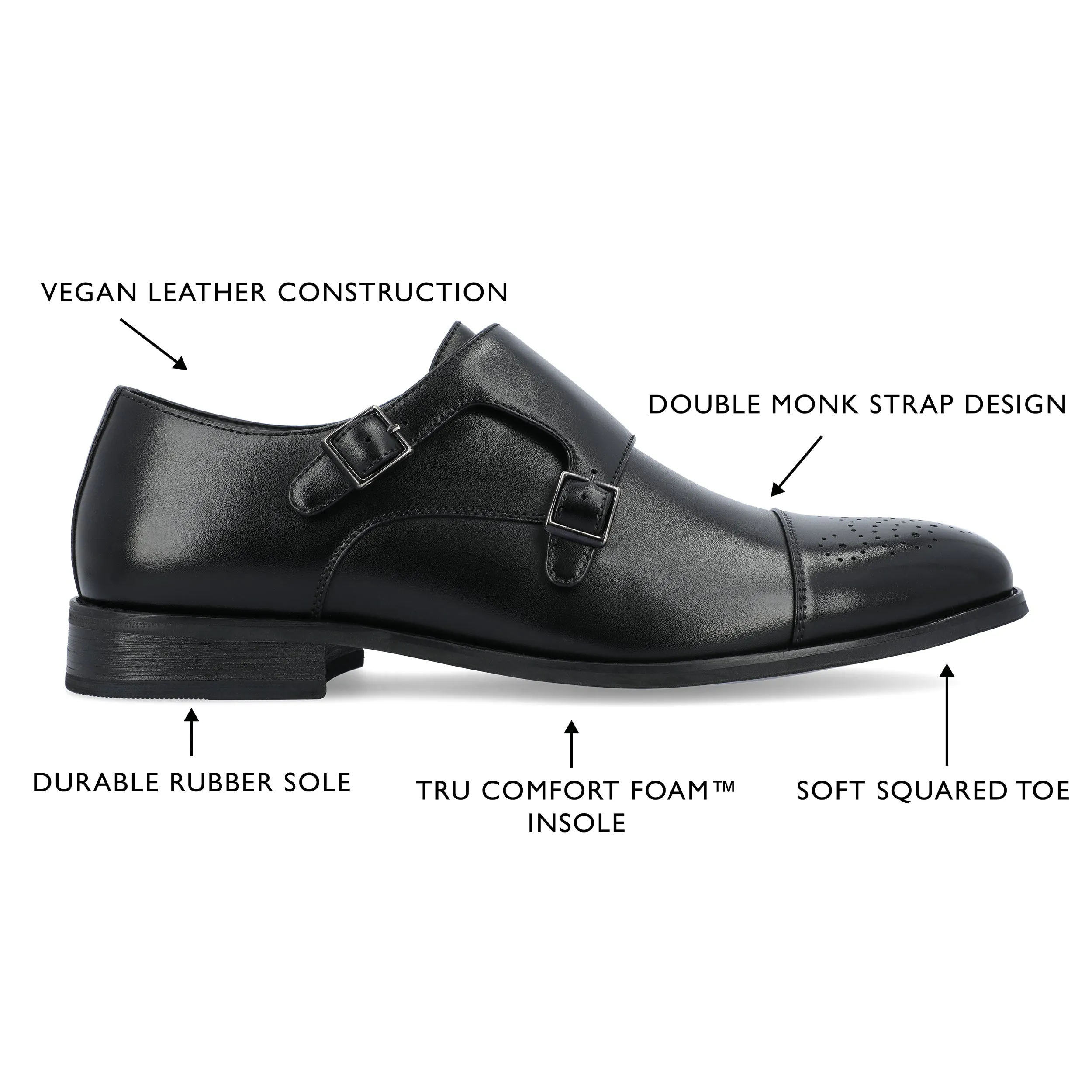 Vance Co. Atticus Wide Width Double Monk Strap Dress Shoe