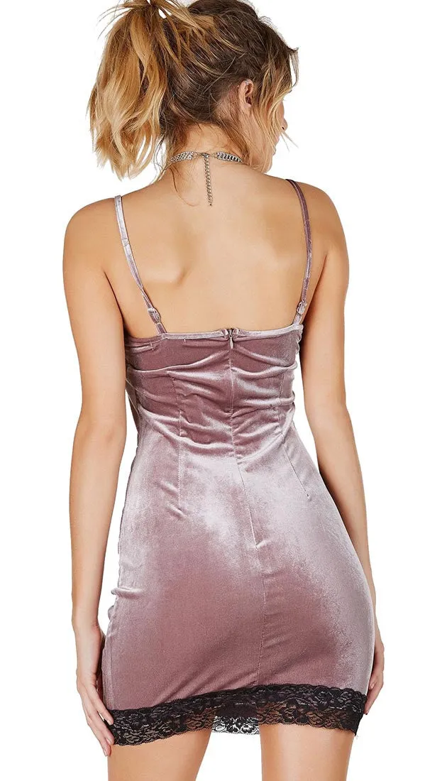 Velvet Lace Cami Dress Mauve