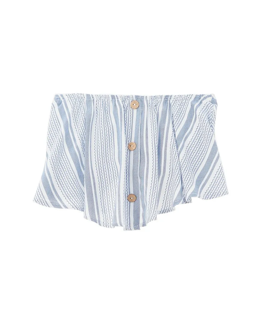 Vintage Havana Blue Stripe Button Tube Top