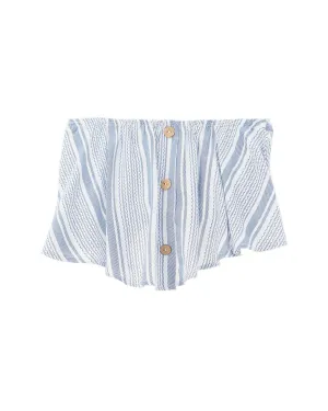 Vintage Havana Blue Stripe Button Tube Top