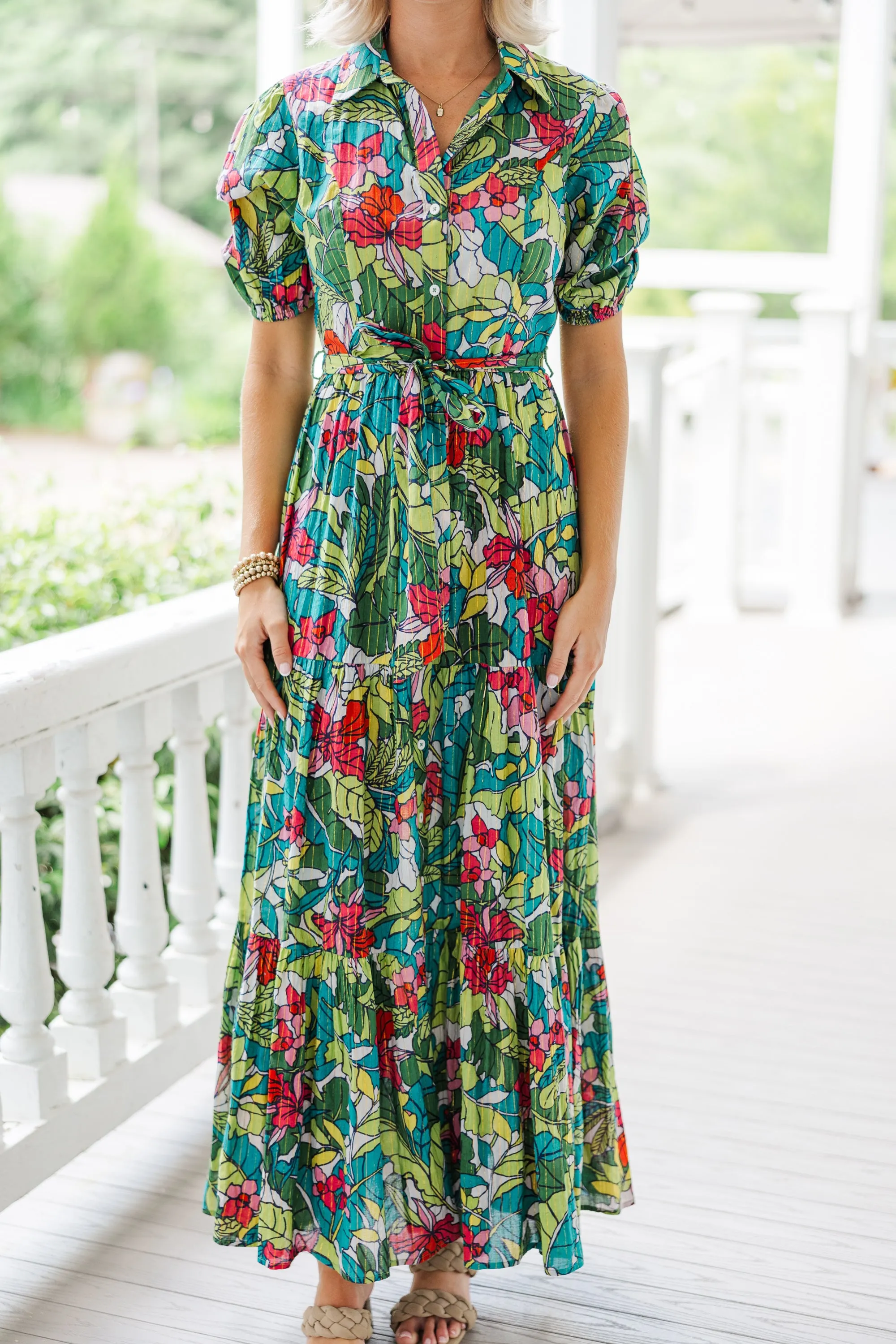 What Dreams Are Made Of Green Tropical Maxi Dress