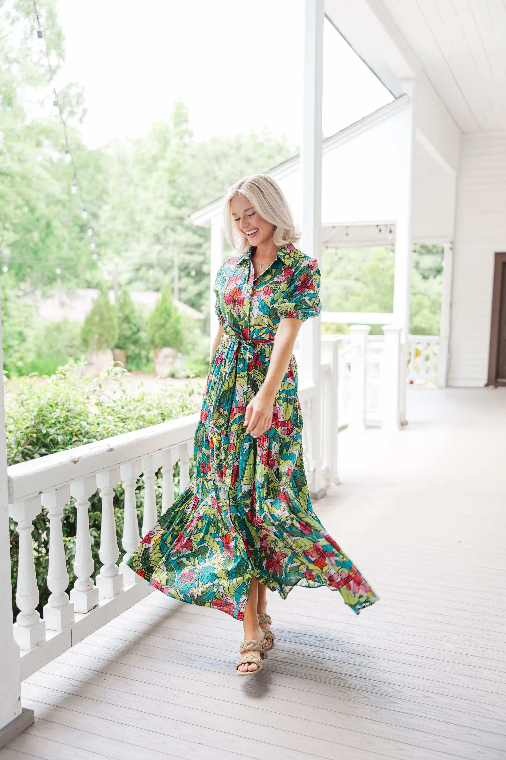 What Dreams Are Made Of Green Tropical Maxi Dress