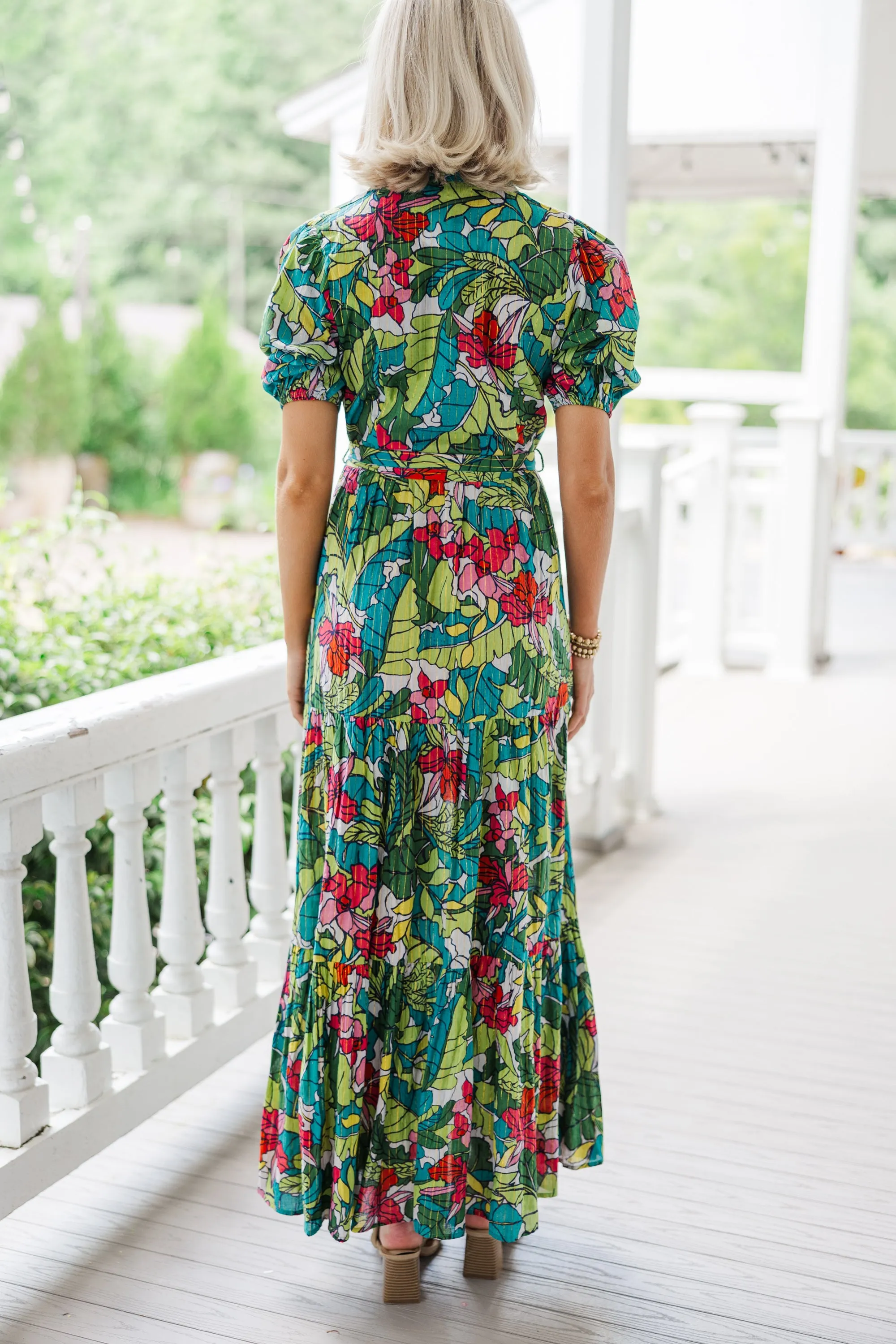 What Dreams Are Made Of Green Tropical Maxi Dress