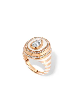 White Baret Bone Signet Ring