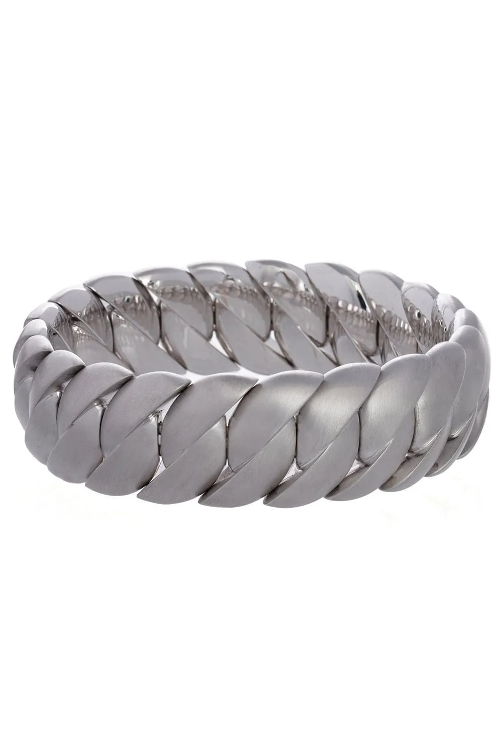 White Gold Matte Finish Wave Bracelet