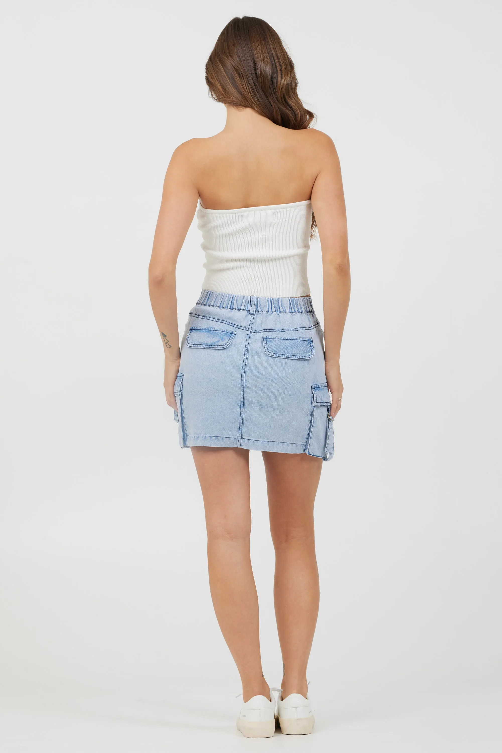 White Rib Knit Twist Front Tube Top