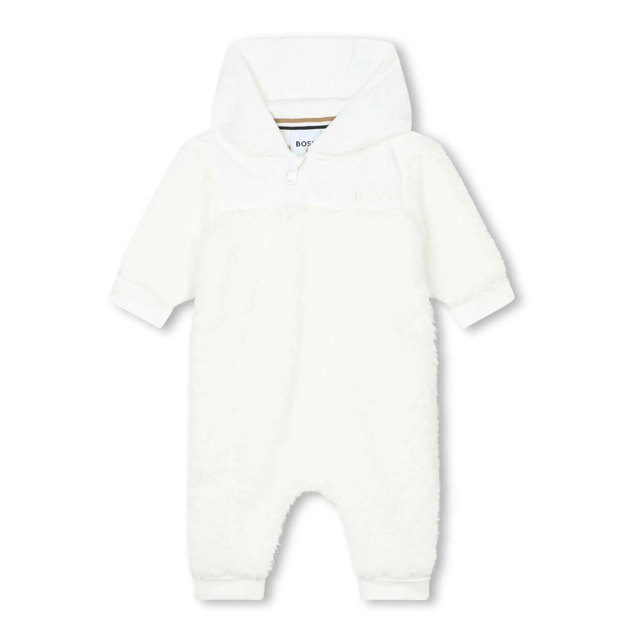 White Teddy Fleece Hooded Pramsuit