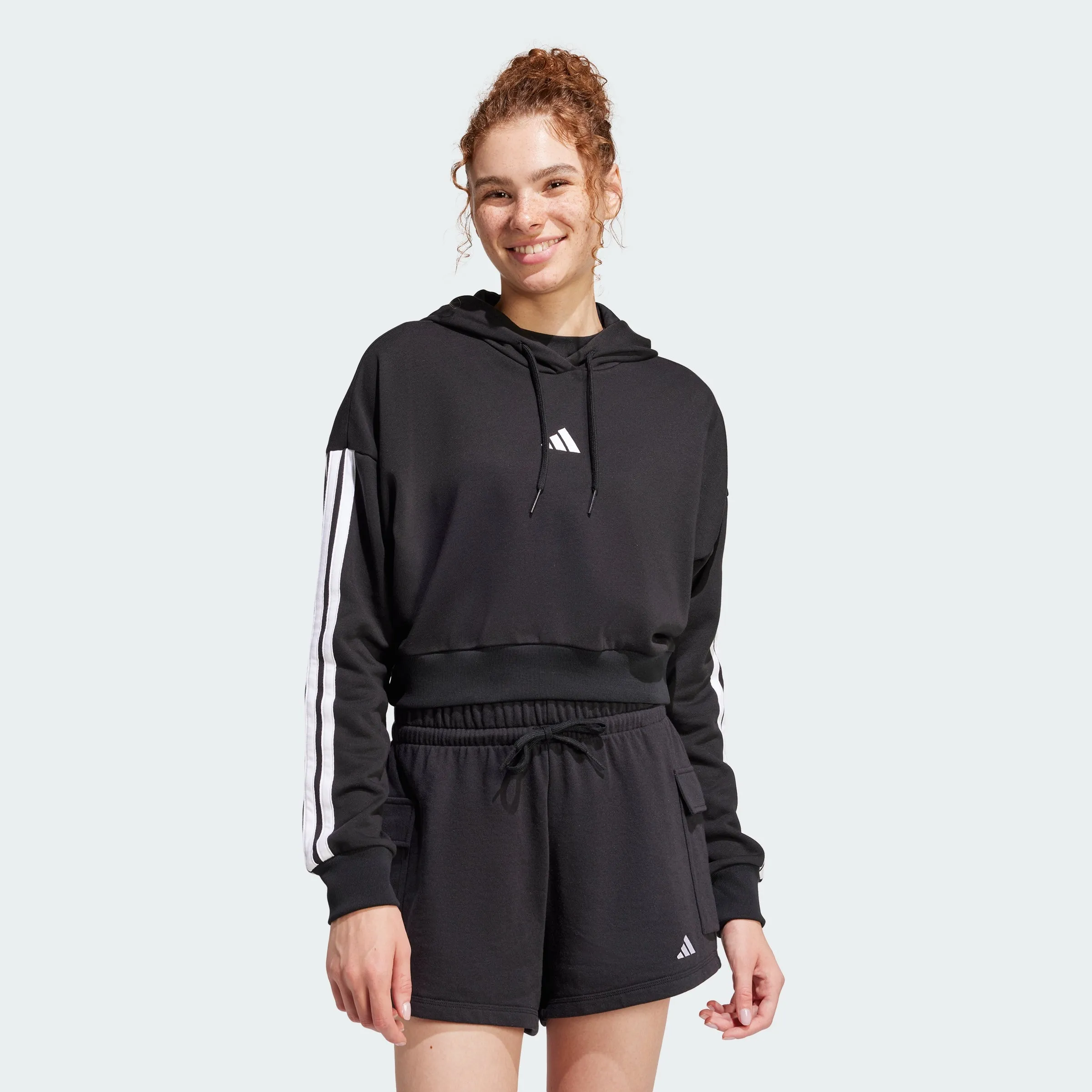 Women's adidas Essentials 3-Stripes French Terry Crop Hoodie