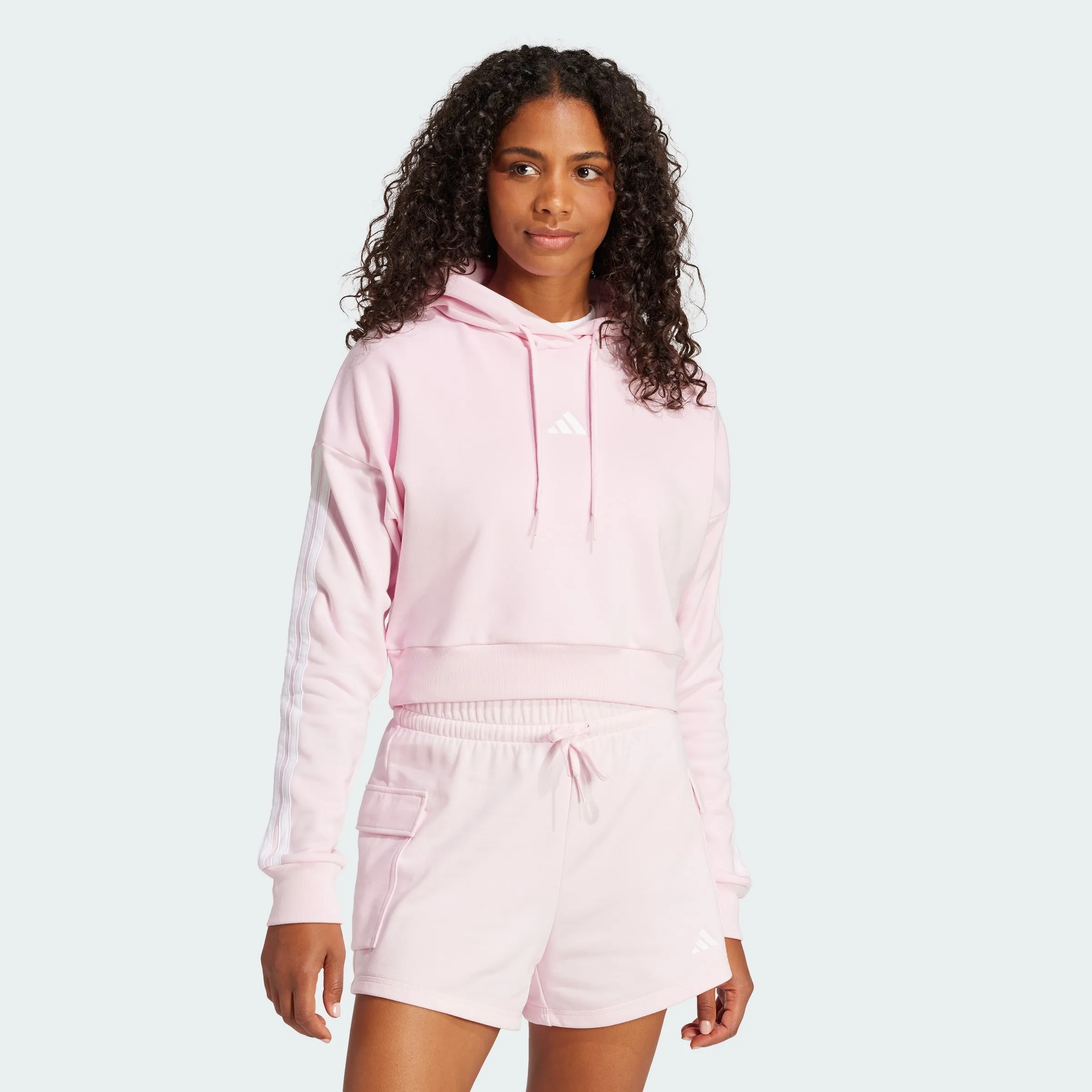 Women's adidas Essentials 3-Stripes French Terry Crop Hoodie