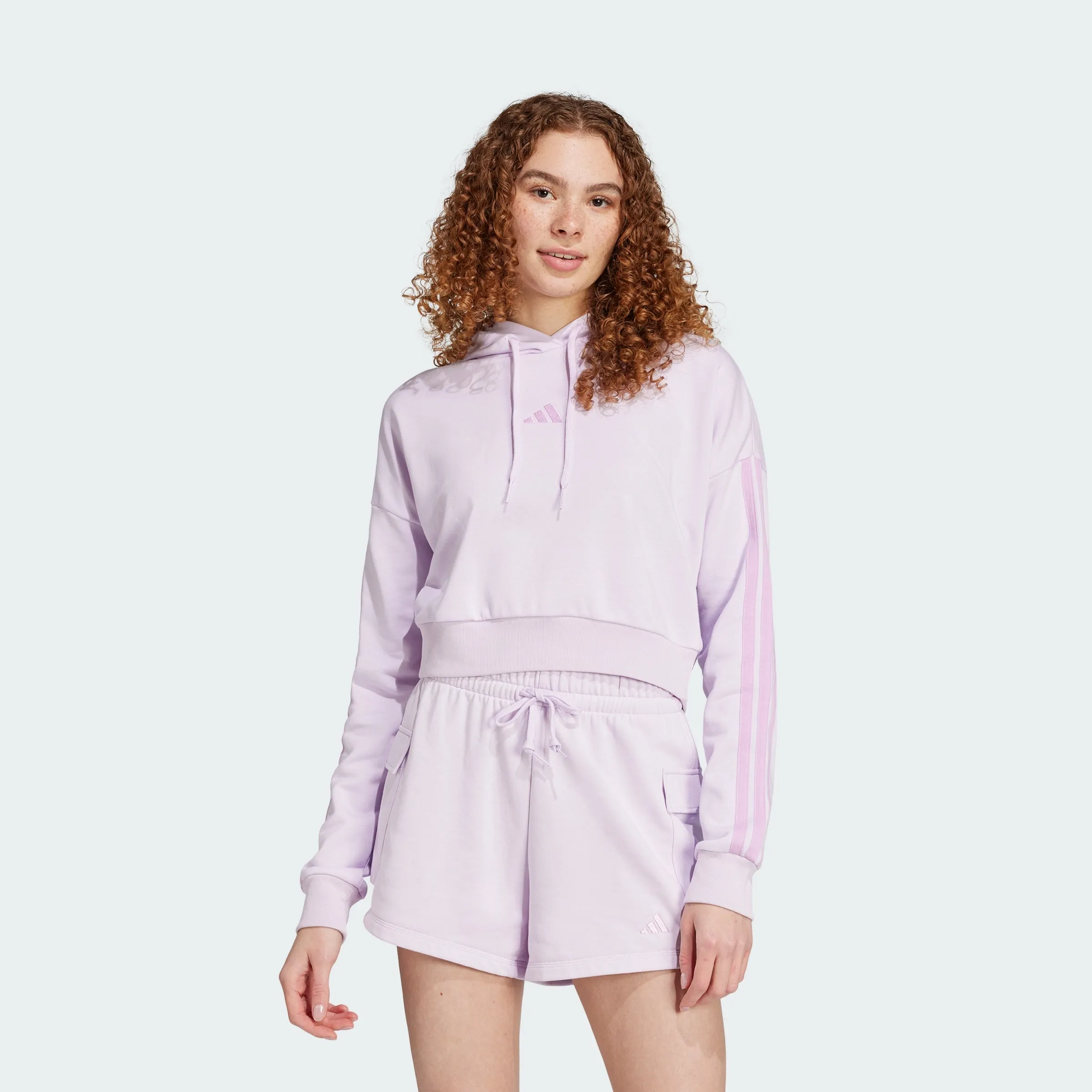 Women's adidas Essentials 3-Stripes French Terry Crop Hoodie