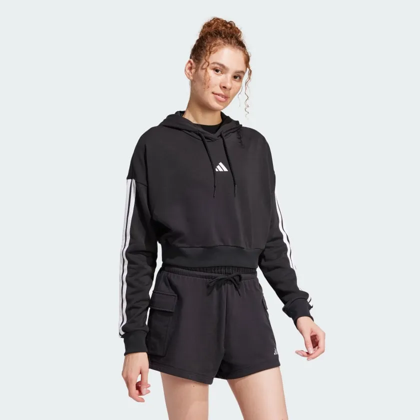 Women's adidas Essentials 3-Stripes French Terry Crop Hoodie