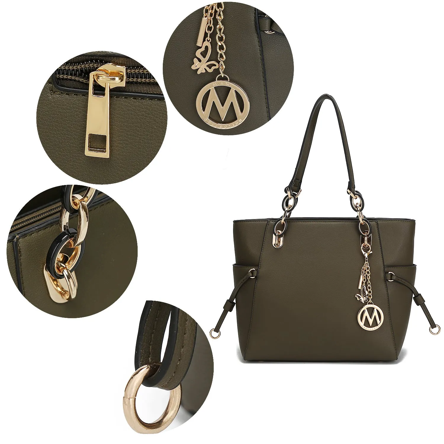Yale Vegan Leather Tote Handbag with Wallet- 2 Psc