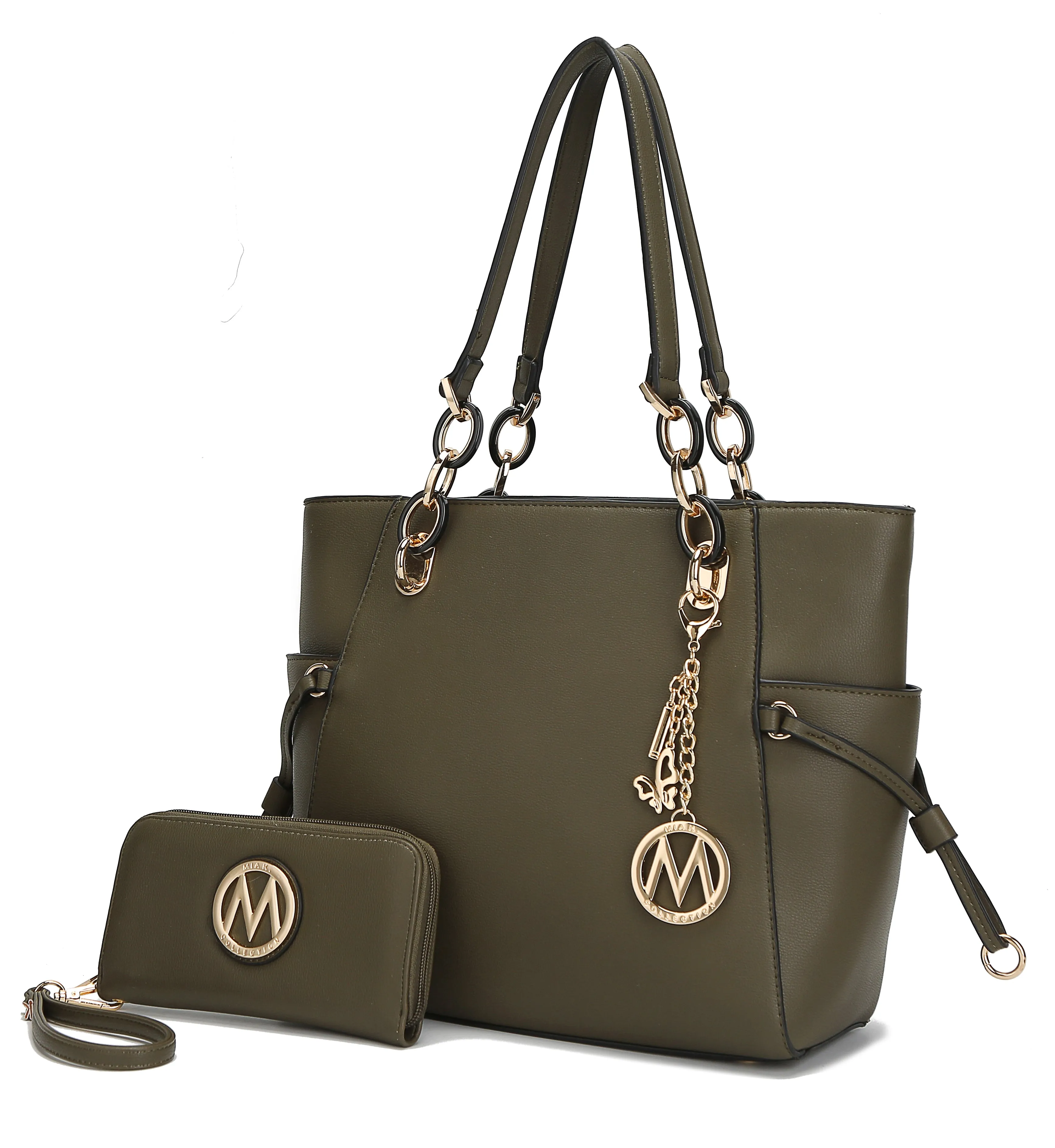 Yale Vegan Leather Tote Handbag with Wallet- 2 Psc