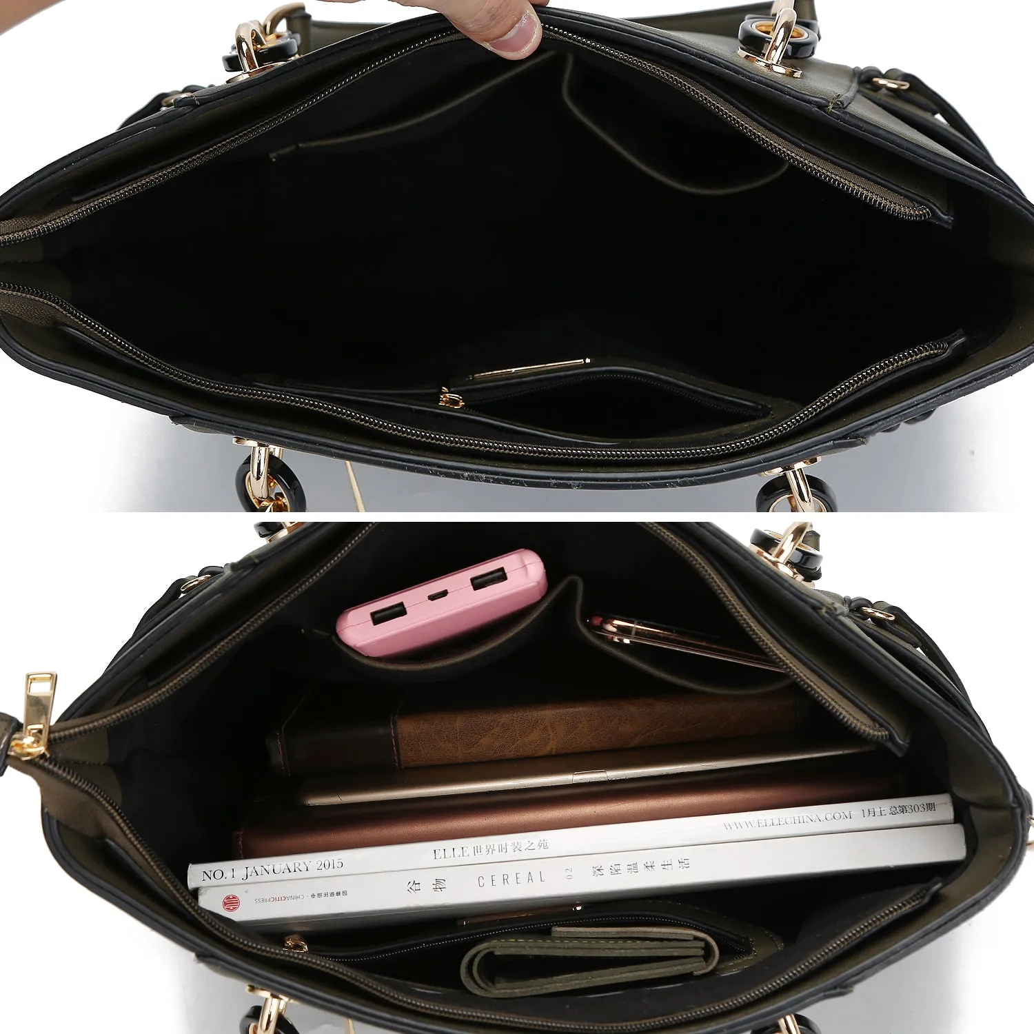 Yale Vegan Leather Tote Handbag with Wallet- 2 Psc