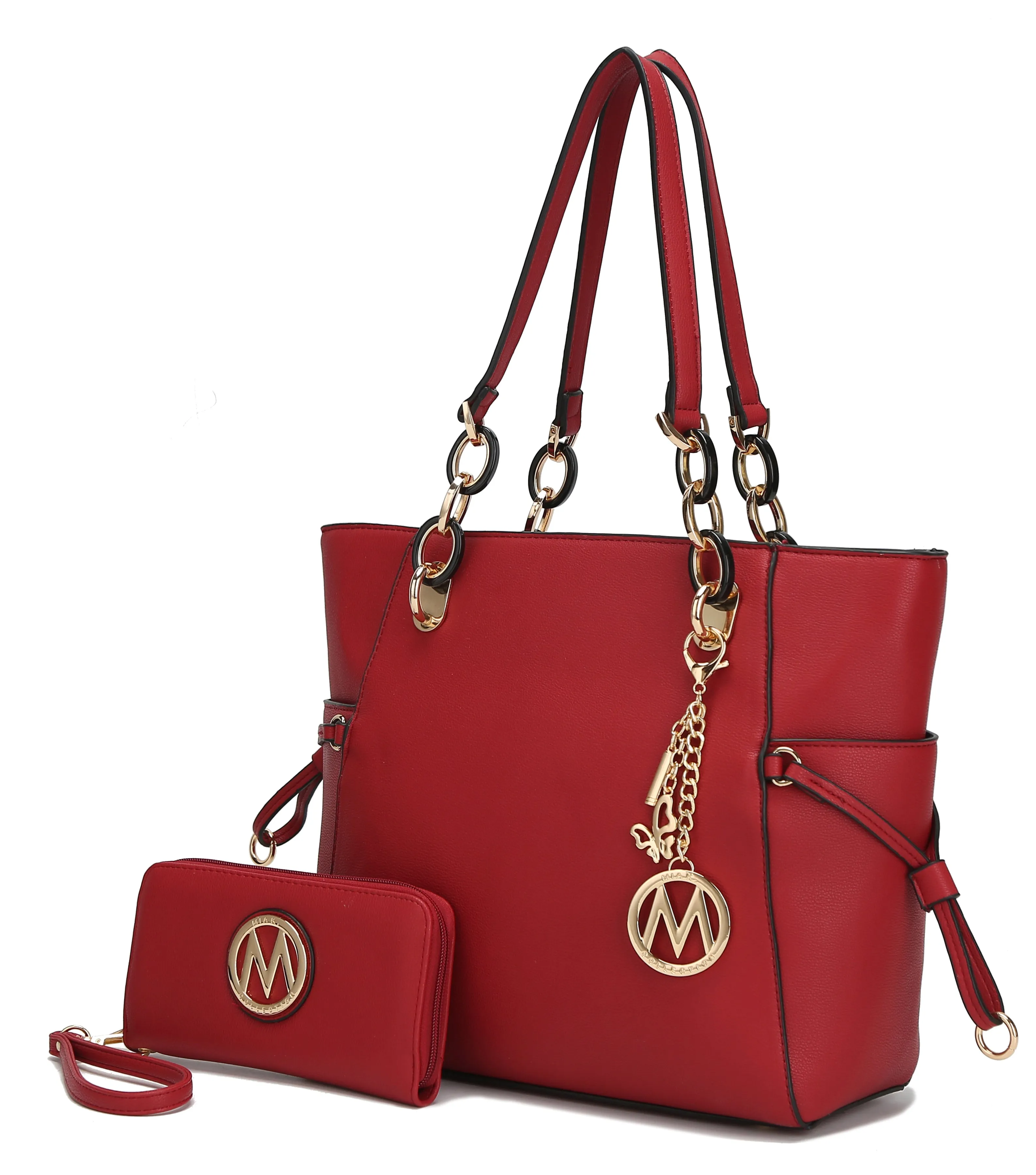 Yale Vegan Leather Tote Handbag with Wallet- 2 Psc
