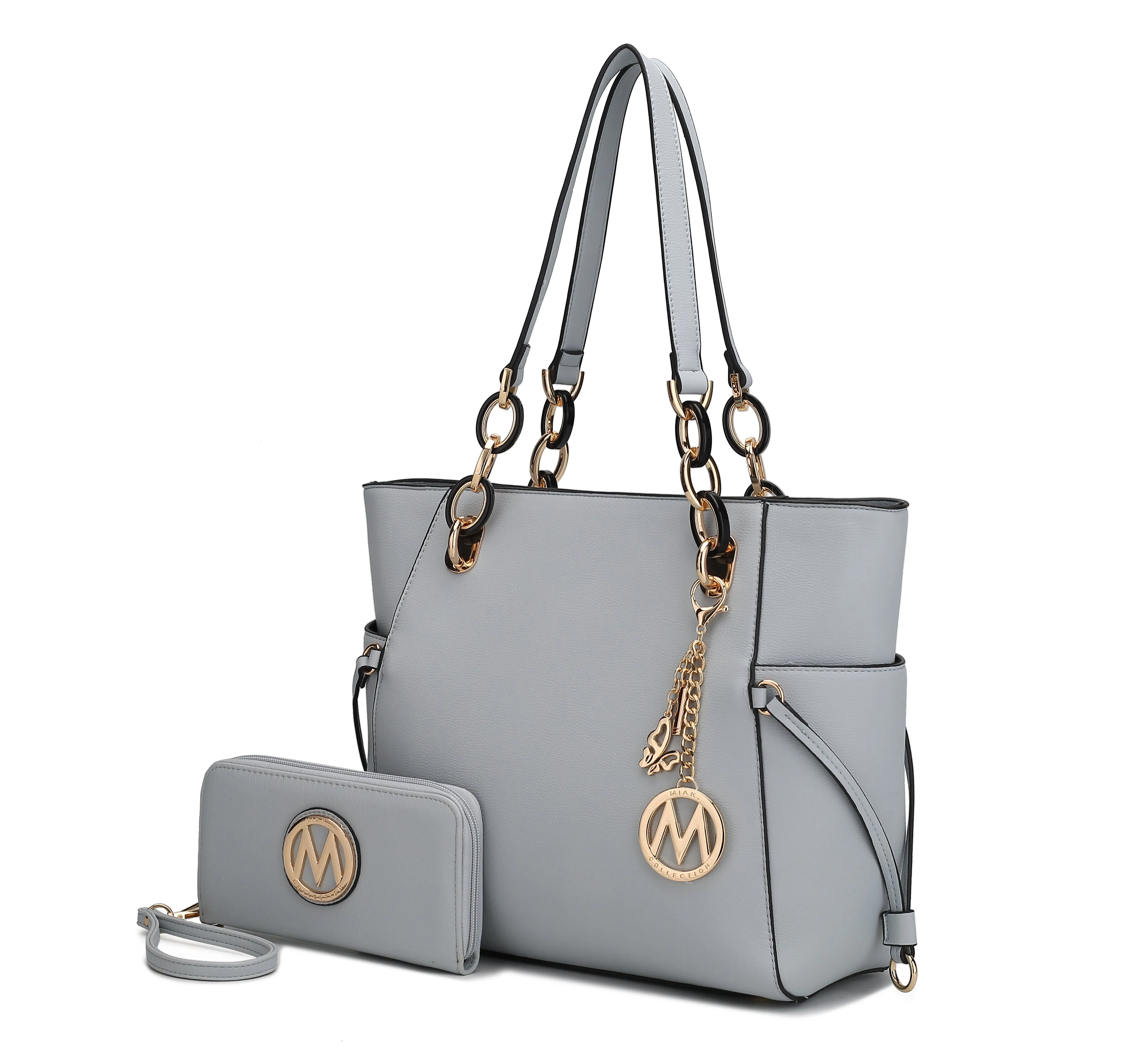 Yale Vegan Leather Tote Handbag with Wallet- 2 Psc