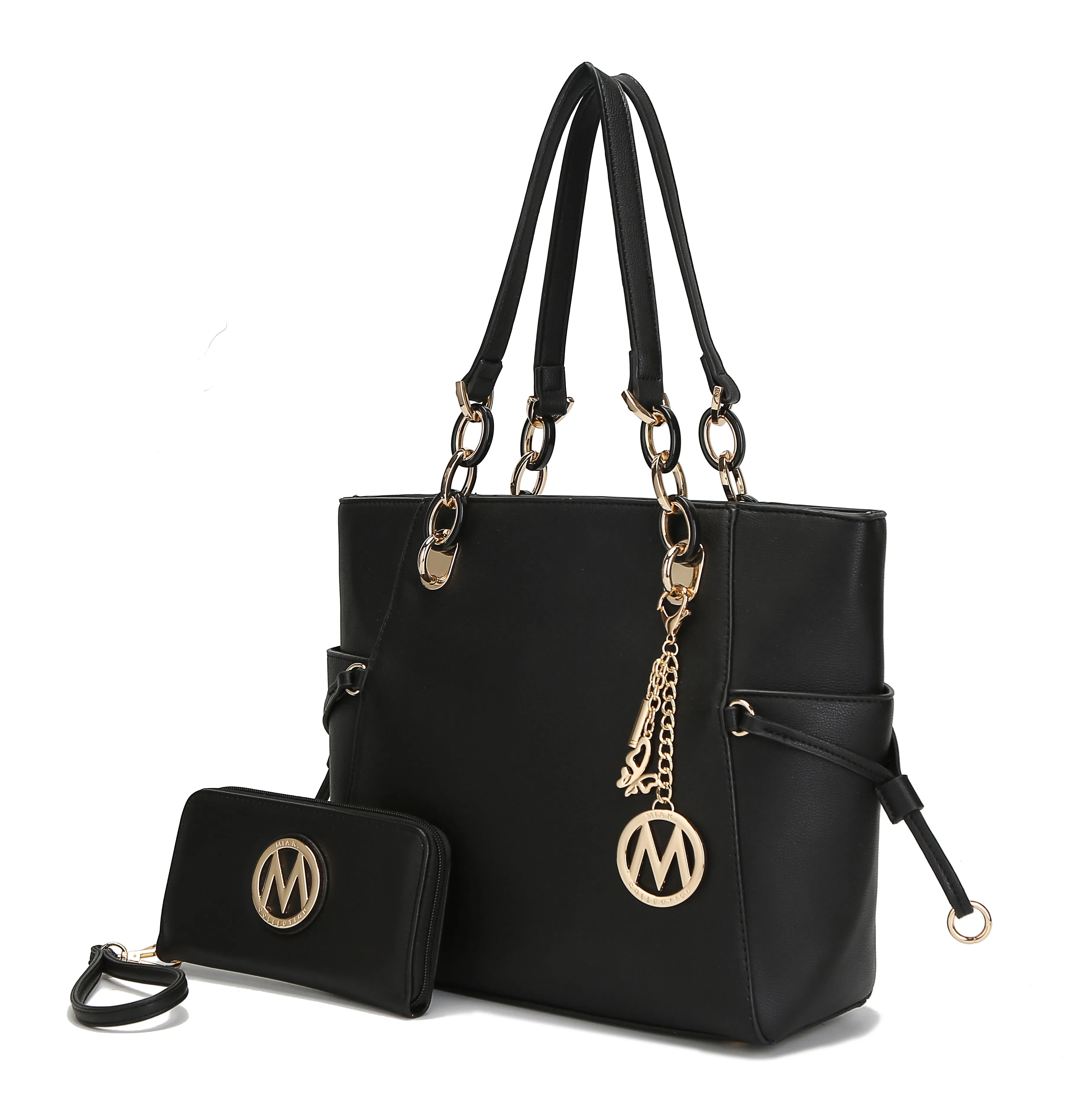 Yale Vegan Leather Tote Handbag with Wallet- 2 Psc