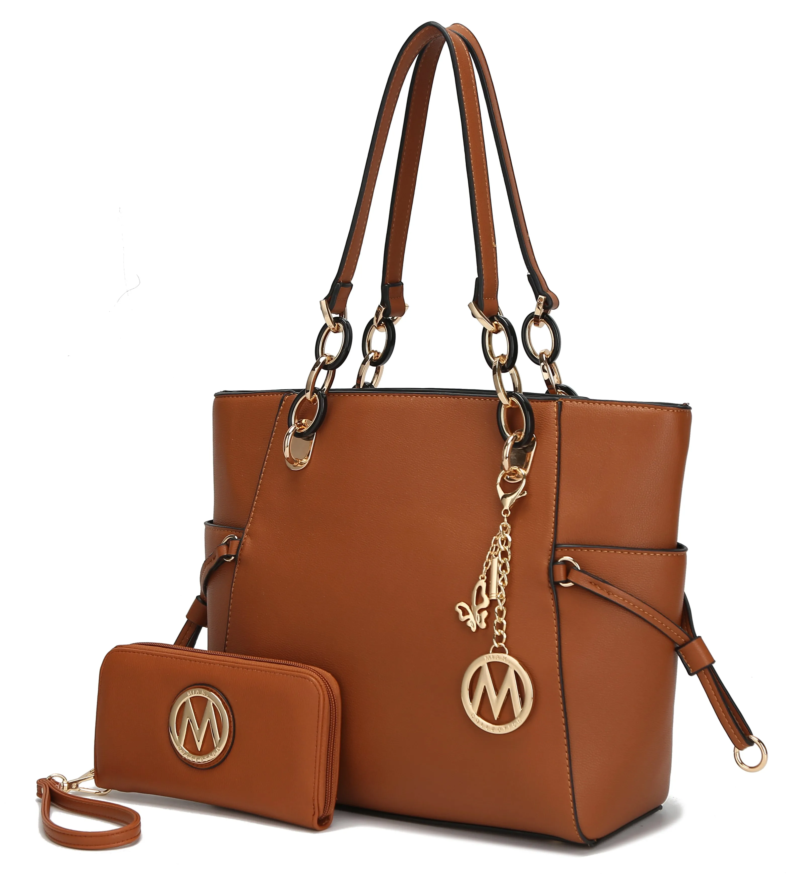 Yale Vegan Leather Tote Handbag with Wallet- 2 Psc