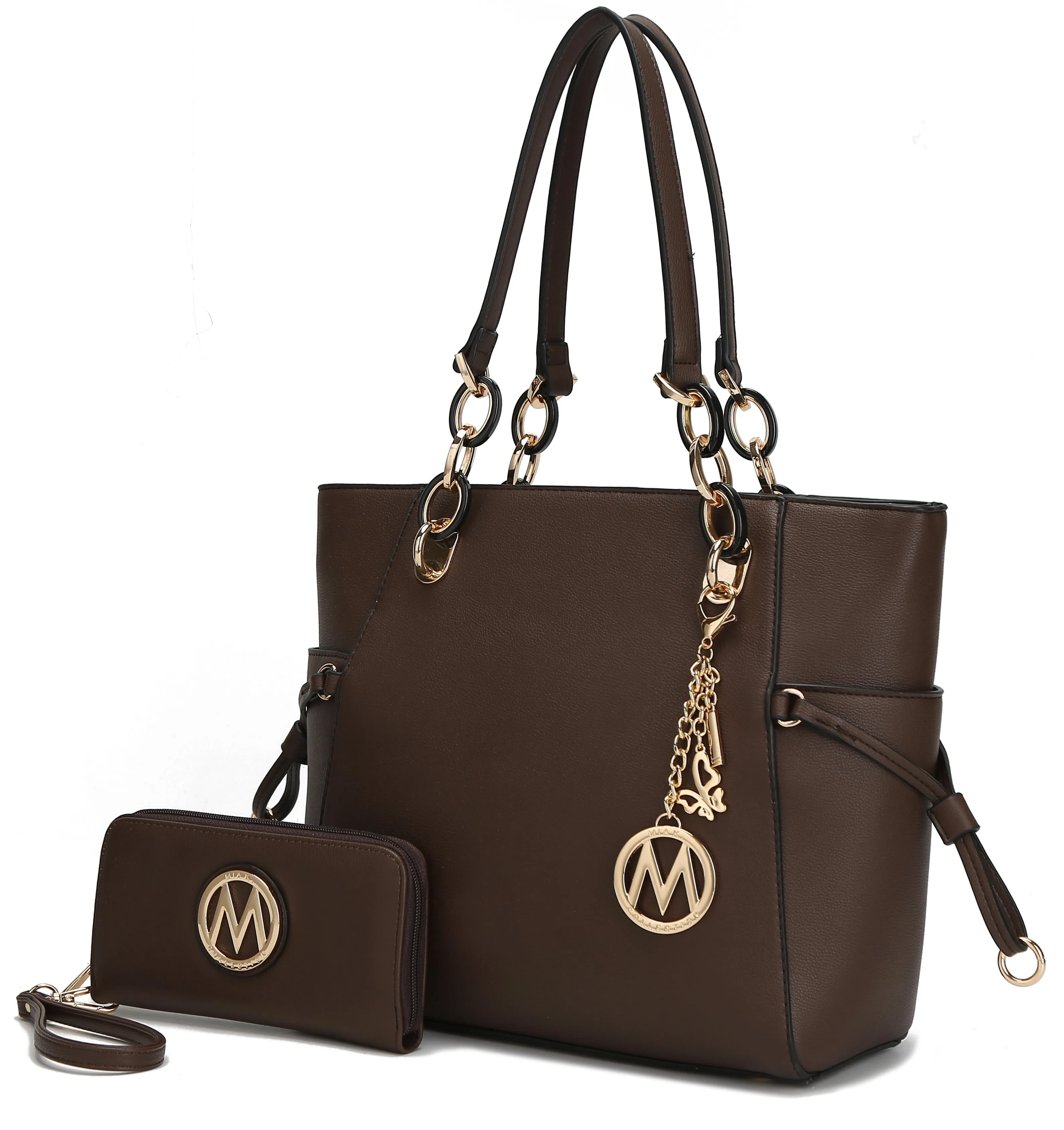Yale Vegan Leather Tote Handbag with Wallet- 2 Psc