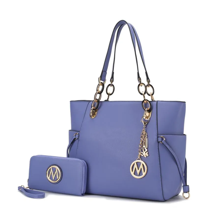 Yale Vegan Leather Tote Handbag with Wallet- 2 Psc
