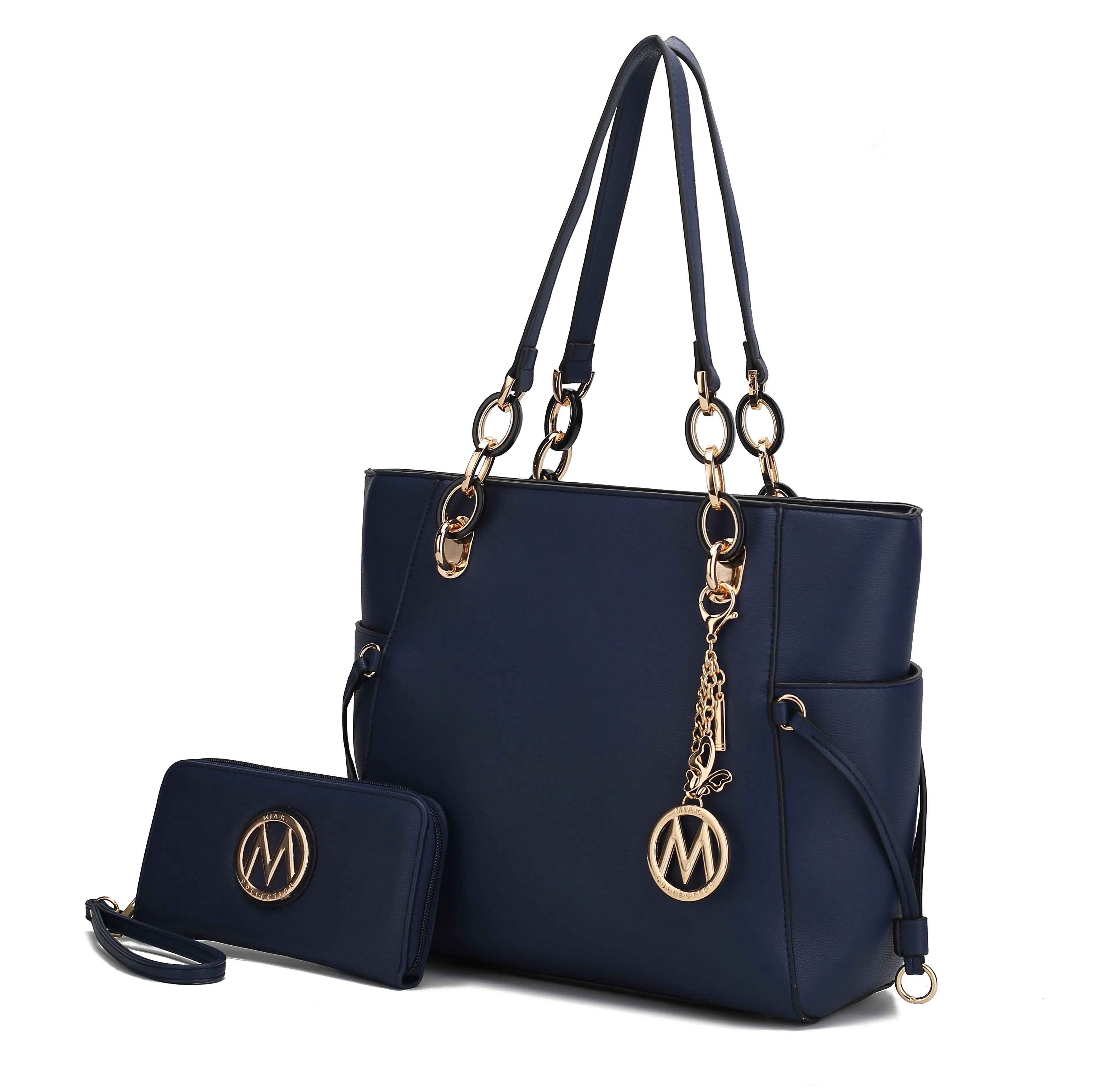 Yale Vegan Leather Tote Handbag with Wallet- 2 Psc