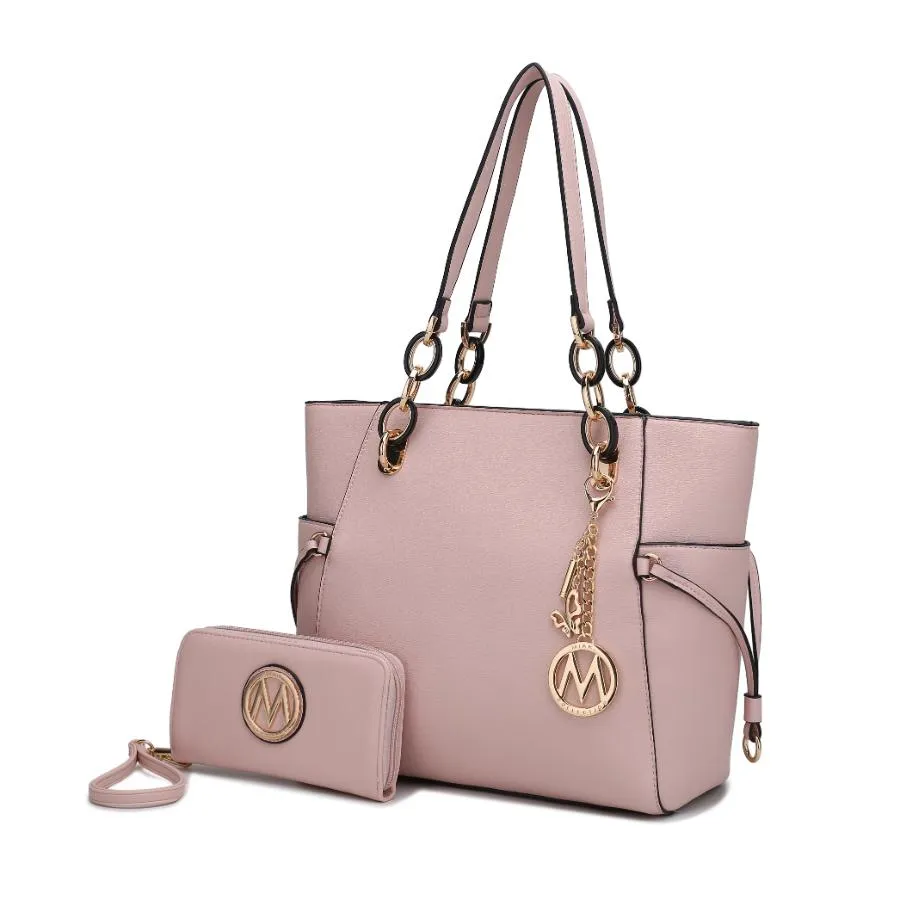 Yale Vegan Leather Tote Handbag with Wallet- 2 Psc
