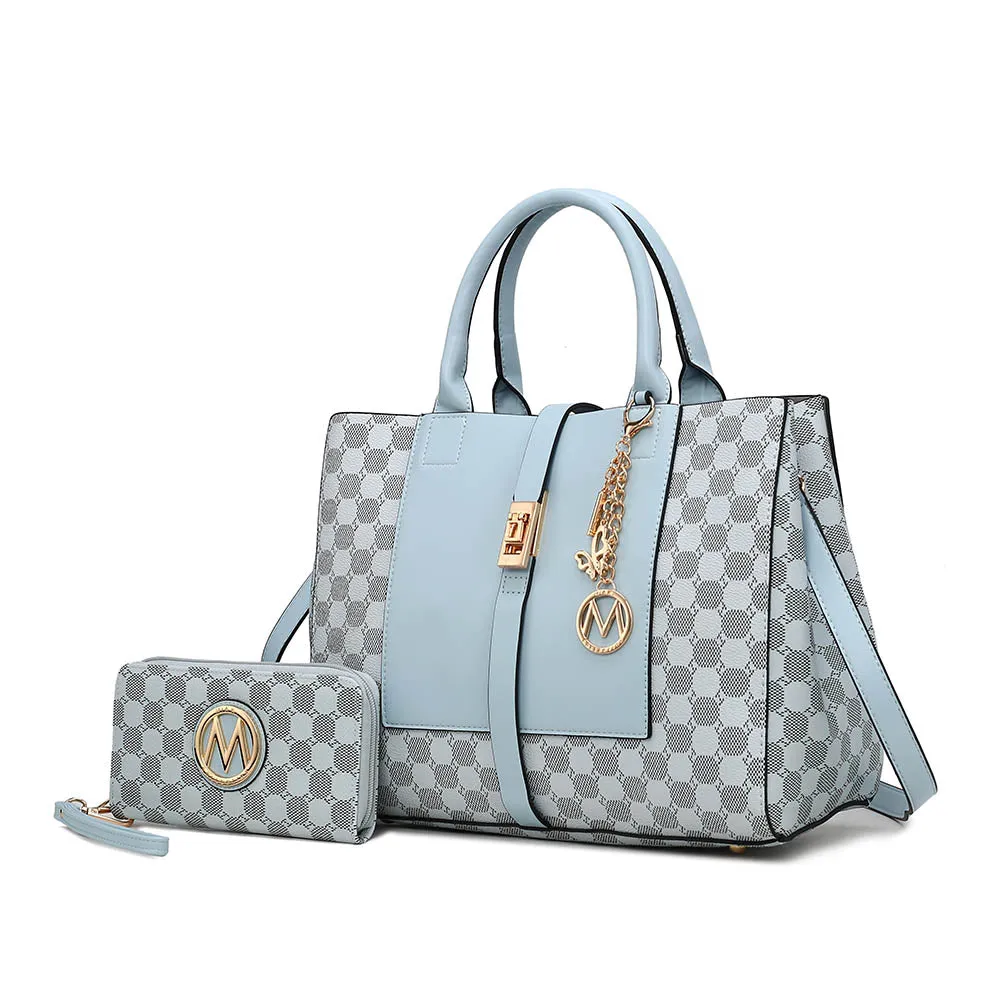 Yuliana Circular Print Satchel Bag with Wallet - 2 pieces
