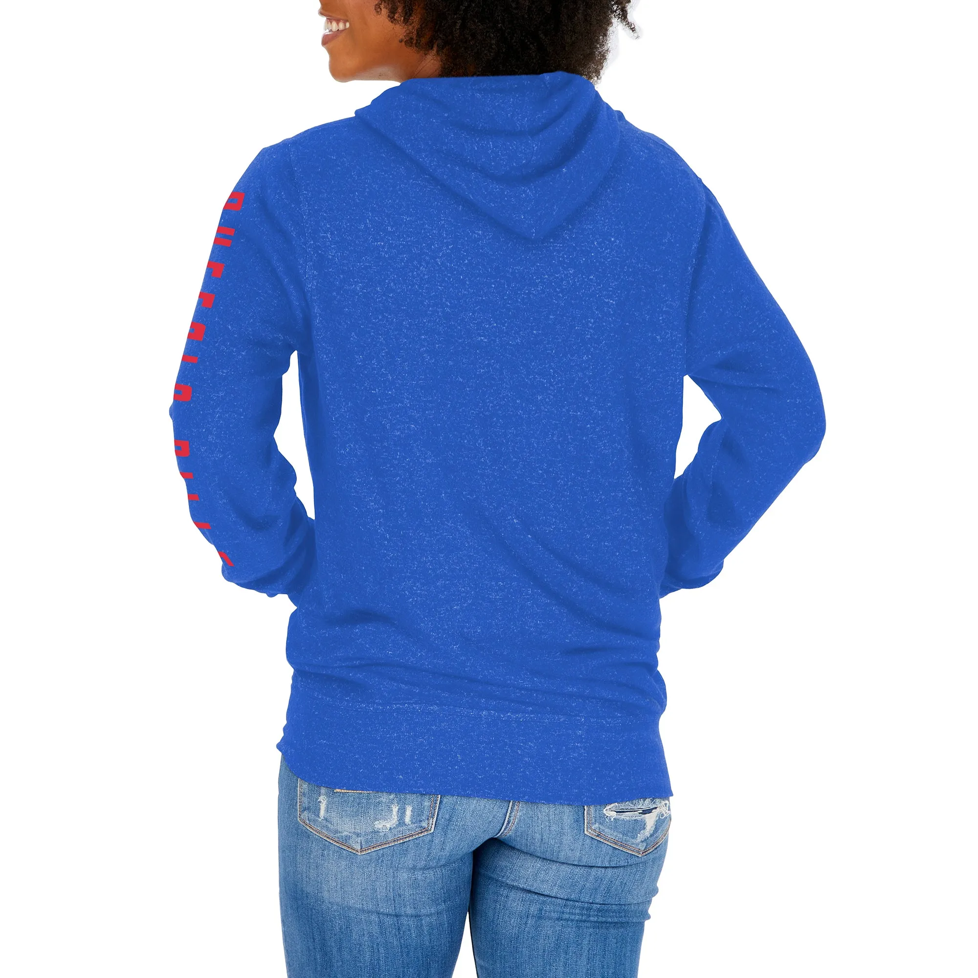 Zubaz NFL Women's Buffalo Bills Marled Soft Pullover Hoodie