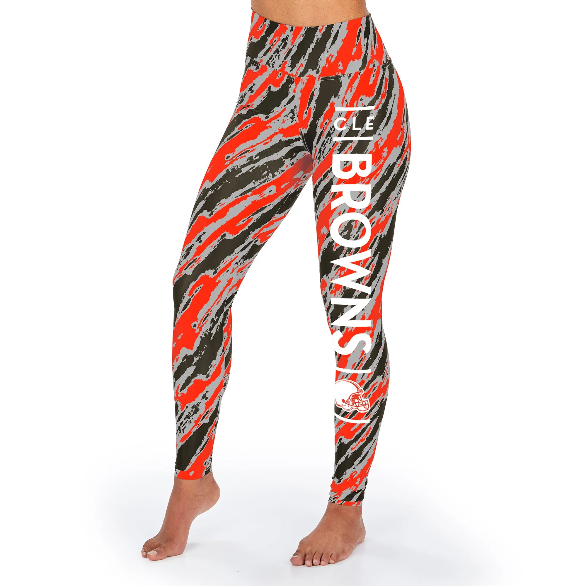Zubaz NFL Women's Cleveland Browns Diagonal Streak Leggings